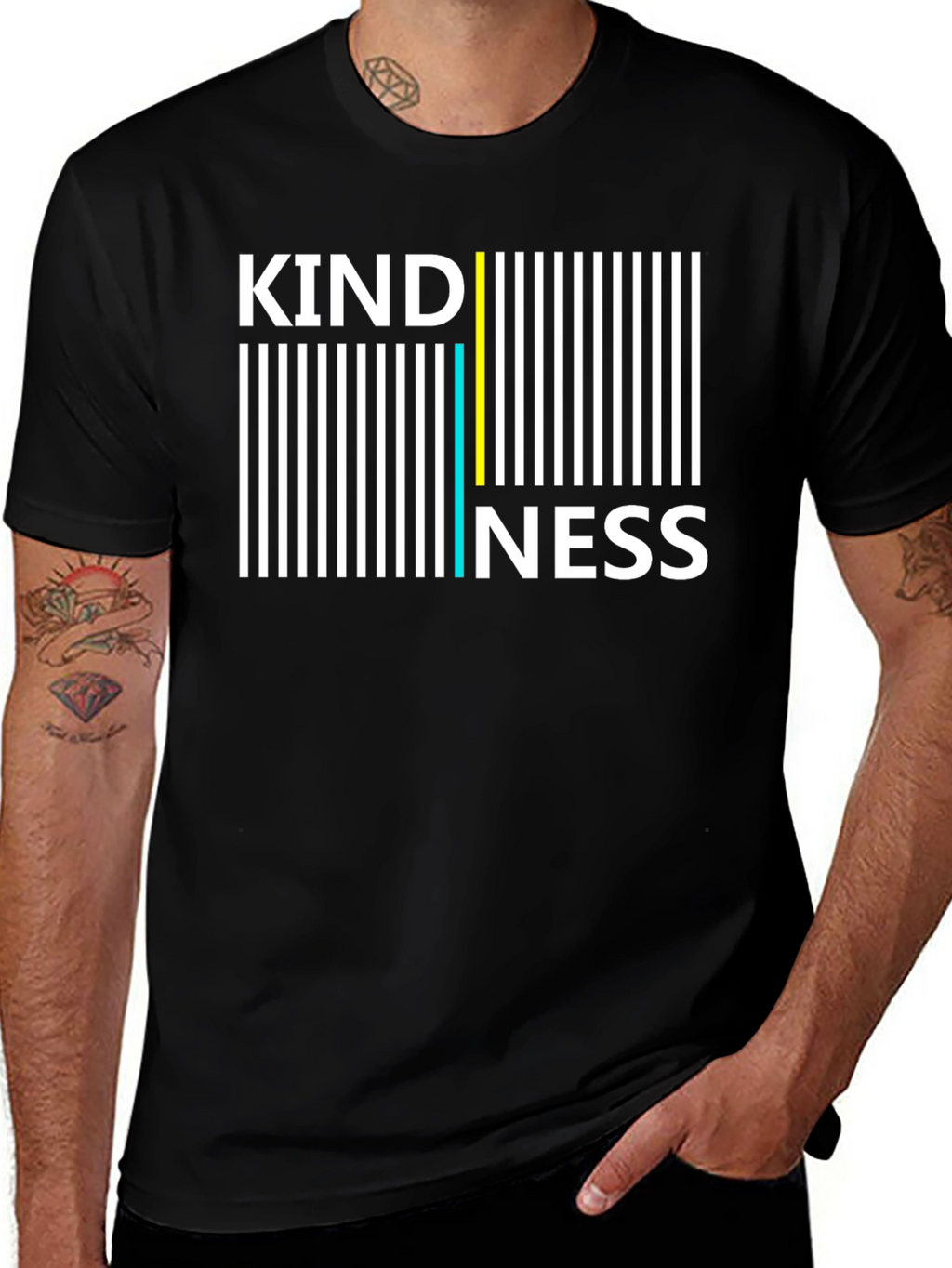Kindness Barcode Graphic Tee - Black Cotton Blend