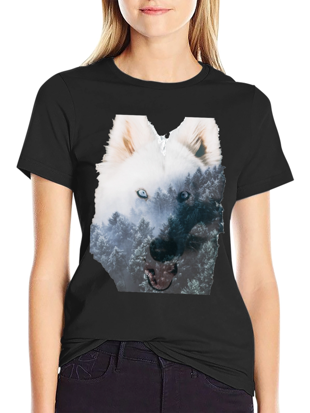 Wolf Forest Graphic Black T-Shirt