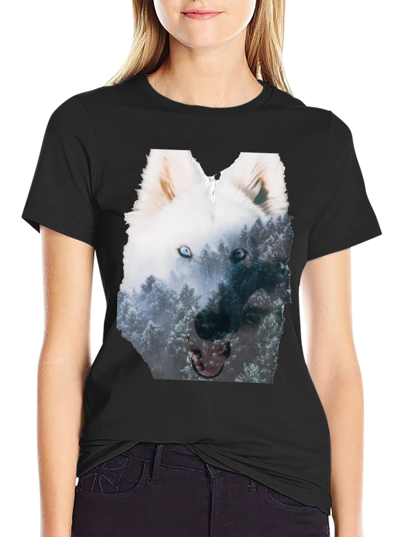 Wolf Forest Graphic Black T-Shirt