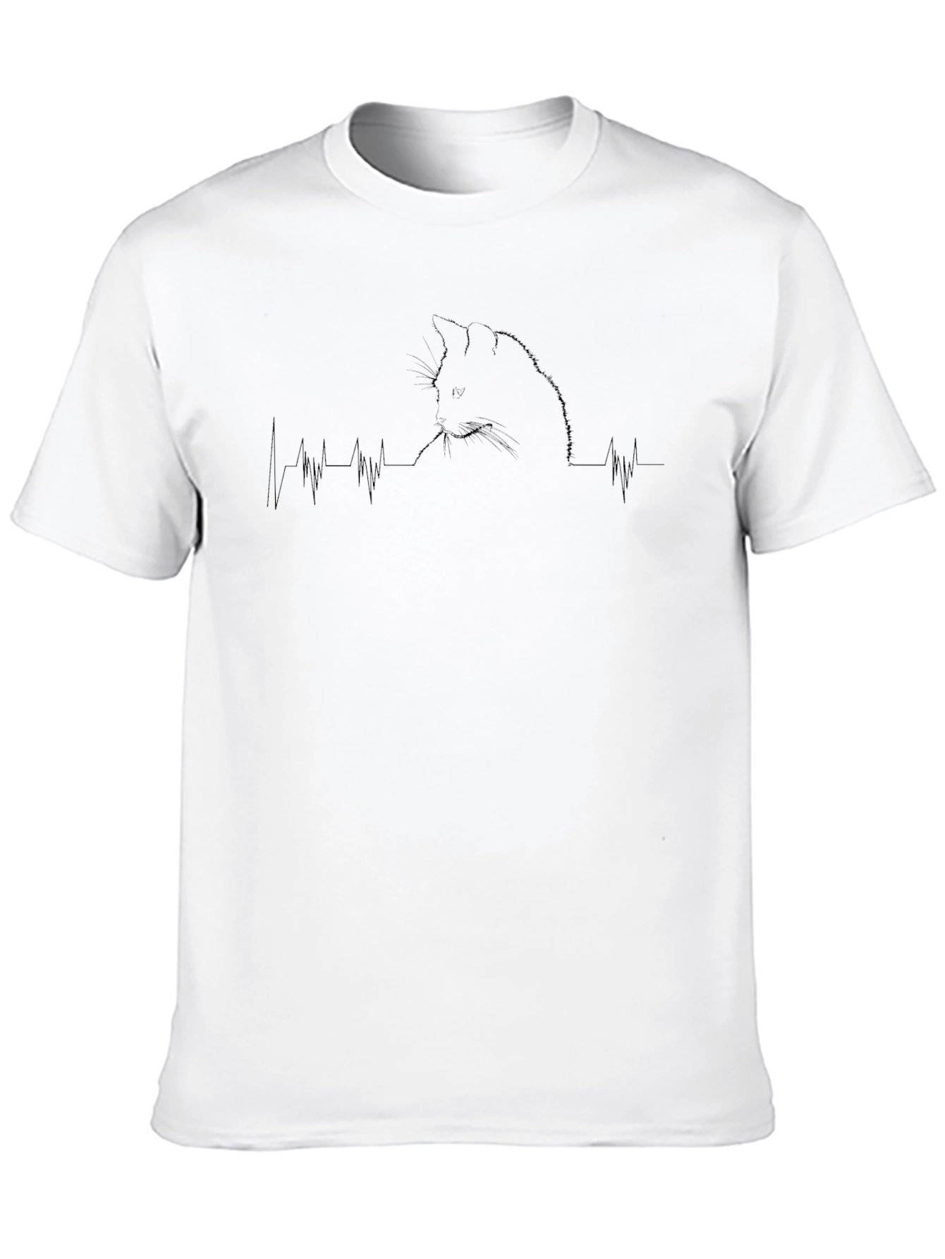 Cat Heartbeat T-Shirt - Black