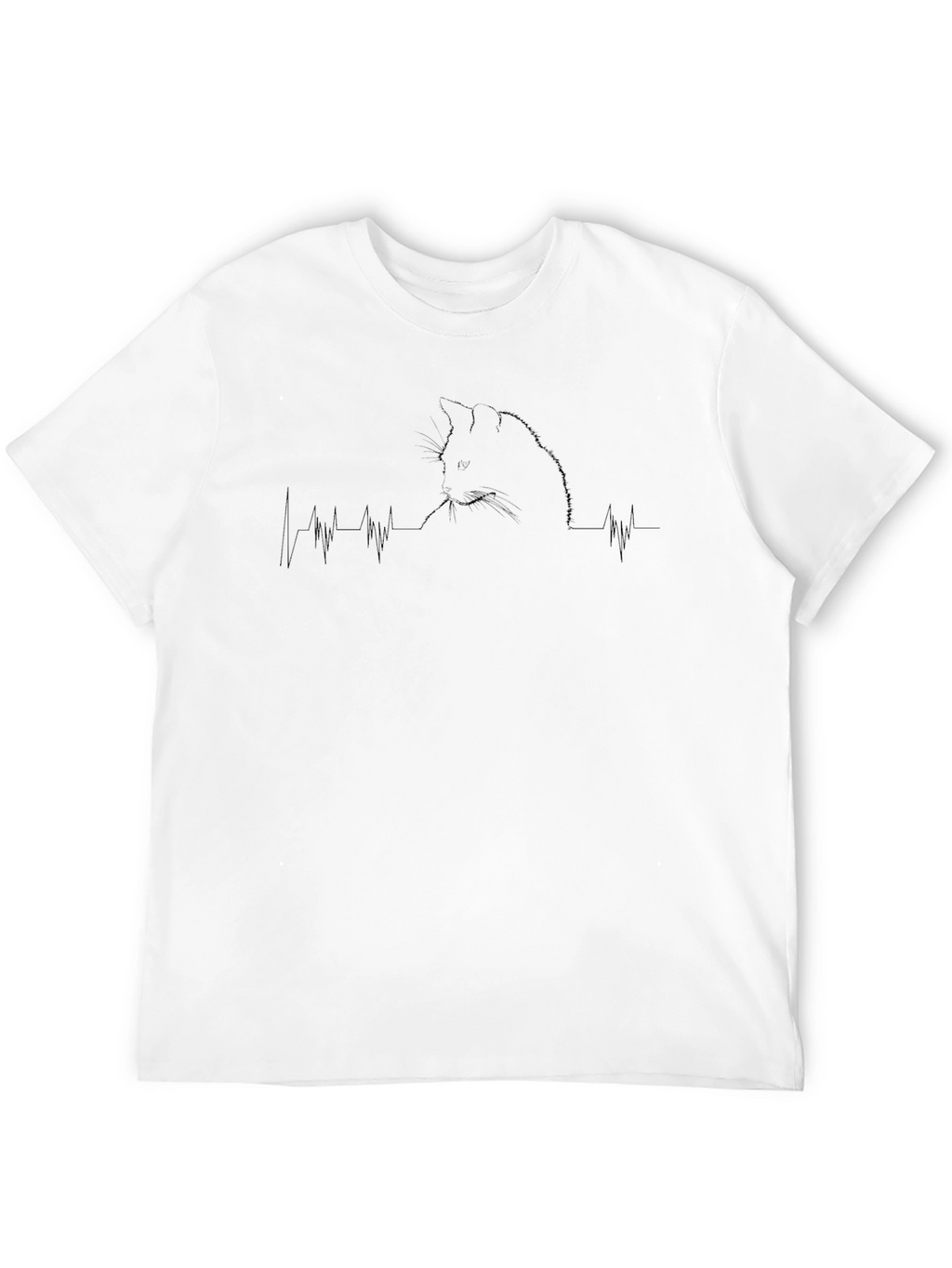 Cat Heartbeat T-Shirt - Black