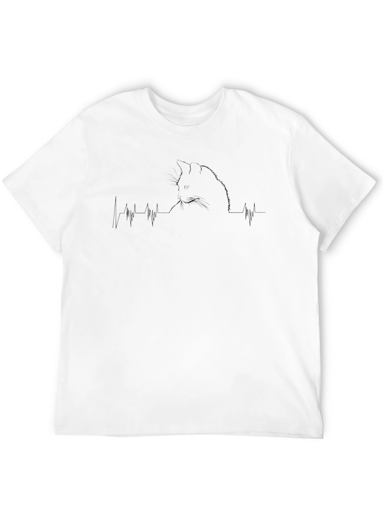 Cat Heartbeat T-Shirt - Black