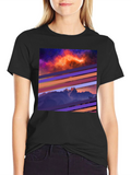 Cosmic Mountain Tee - Abstract Graphic Print T-Shirt