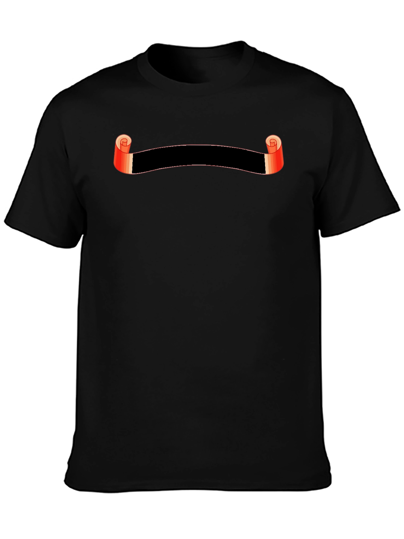Stylish Black Graphic Tee with Scroll Design