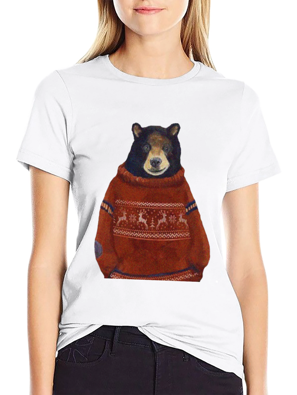 Bear in Sweater Graphic T-Shirt - Unique Design