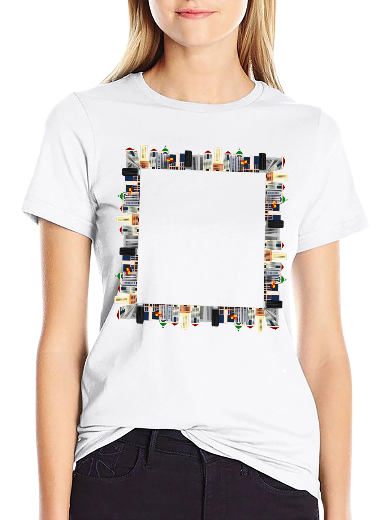 Urban Skyline Graphic Black T-Shirt