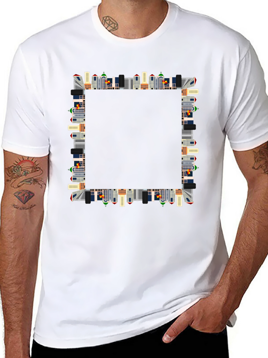Urban Skyline Graphic Black T-Shirt