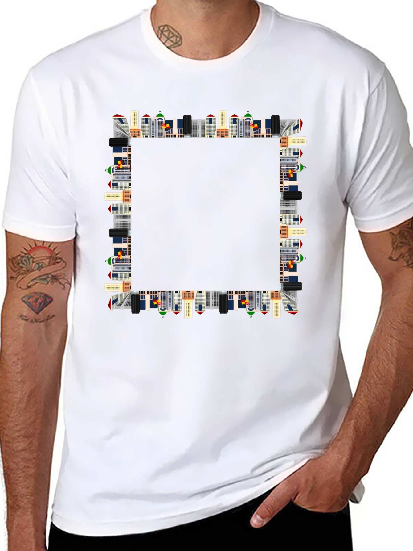 Urban Skyline Graphic Black T-Shirt