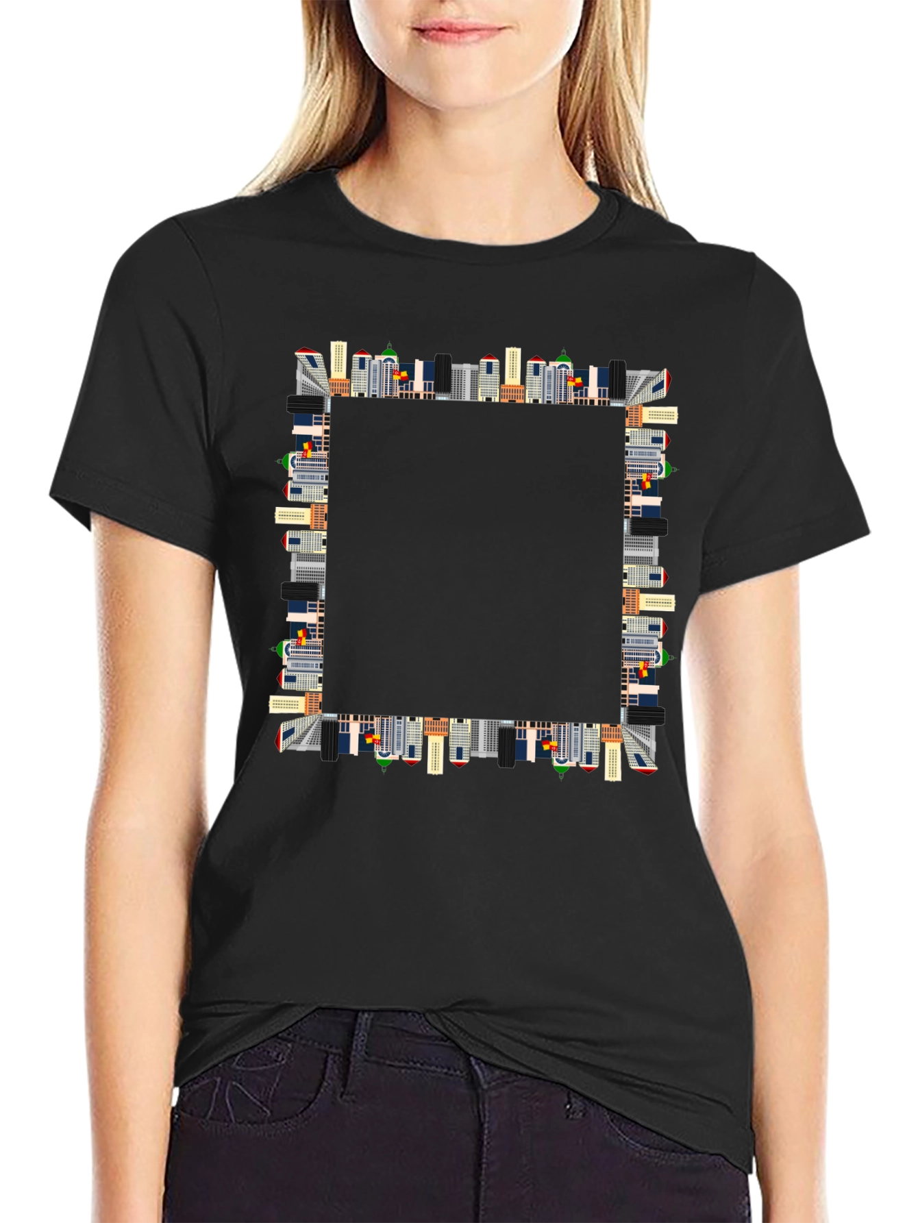 Urban Skyline Graphic Black T-Shirt