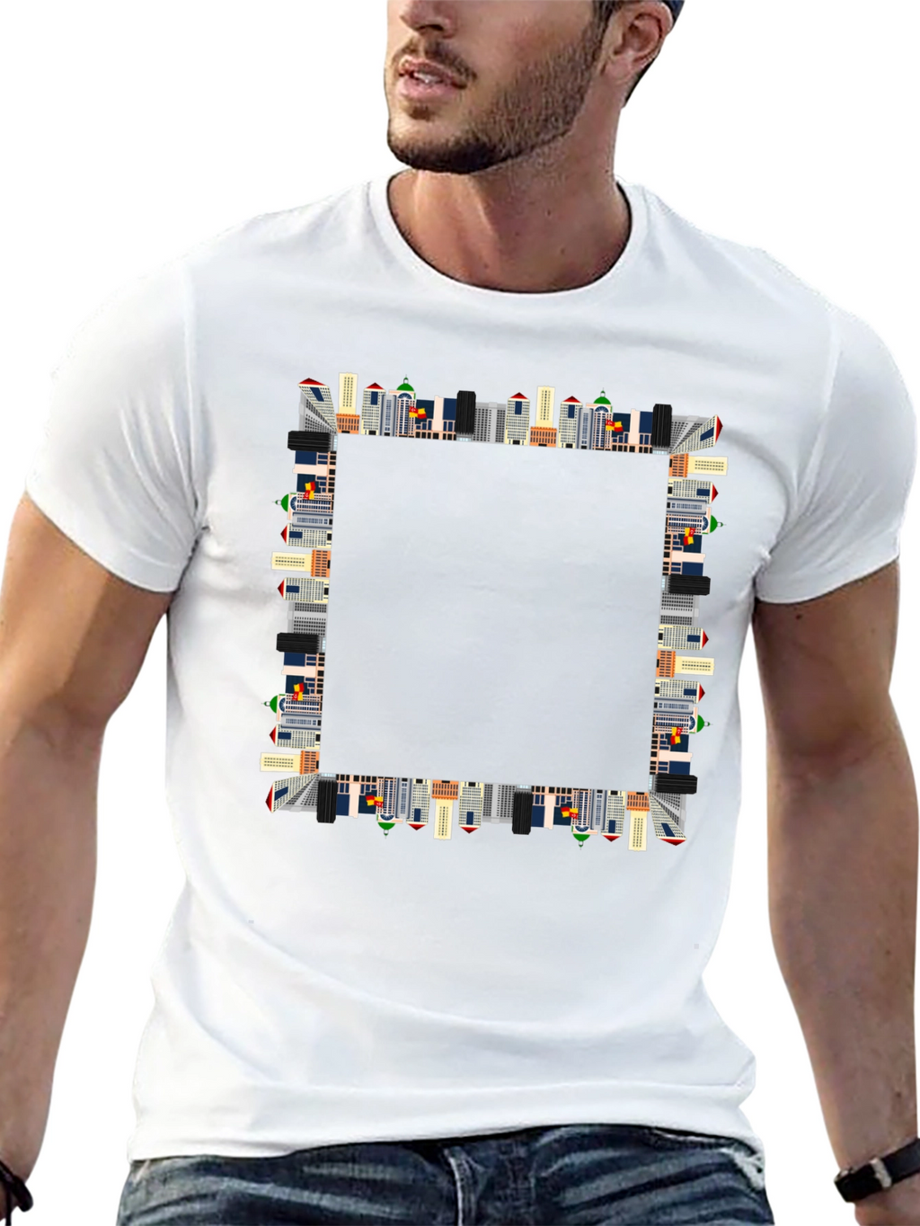 Urban Skyline Graphic Black T-Shirt