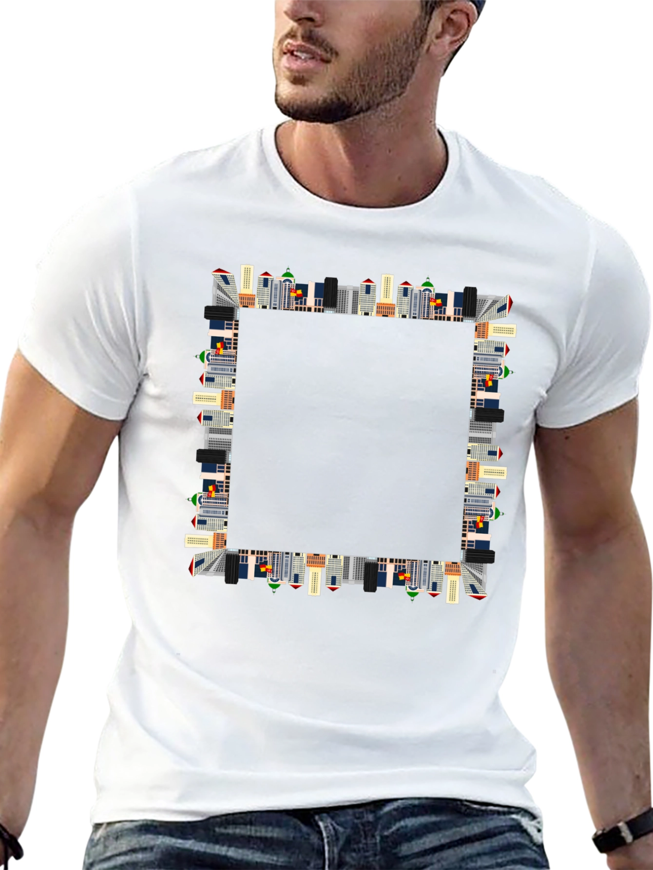 Urban Skyline Graphic Black T-Shirt