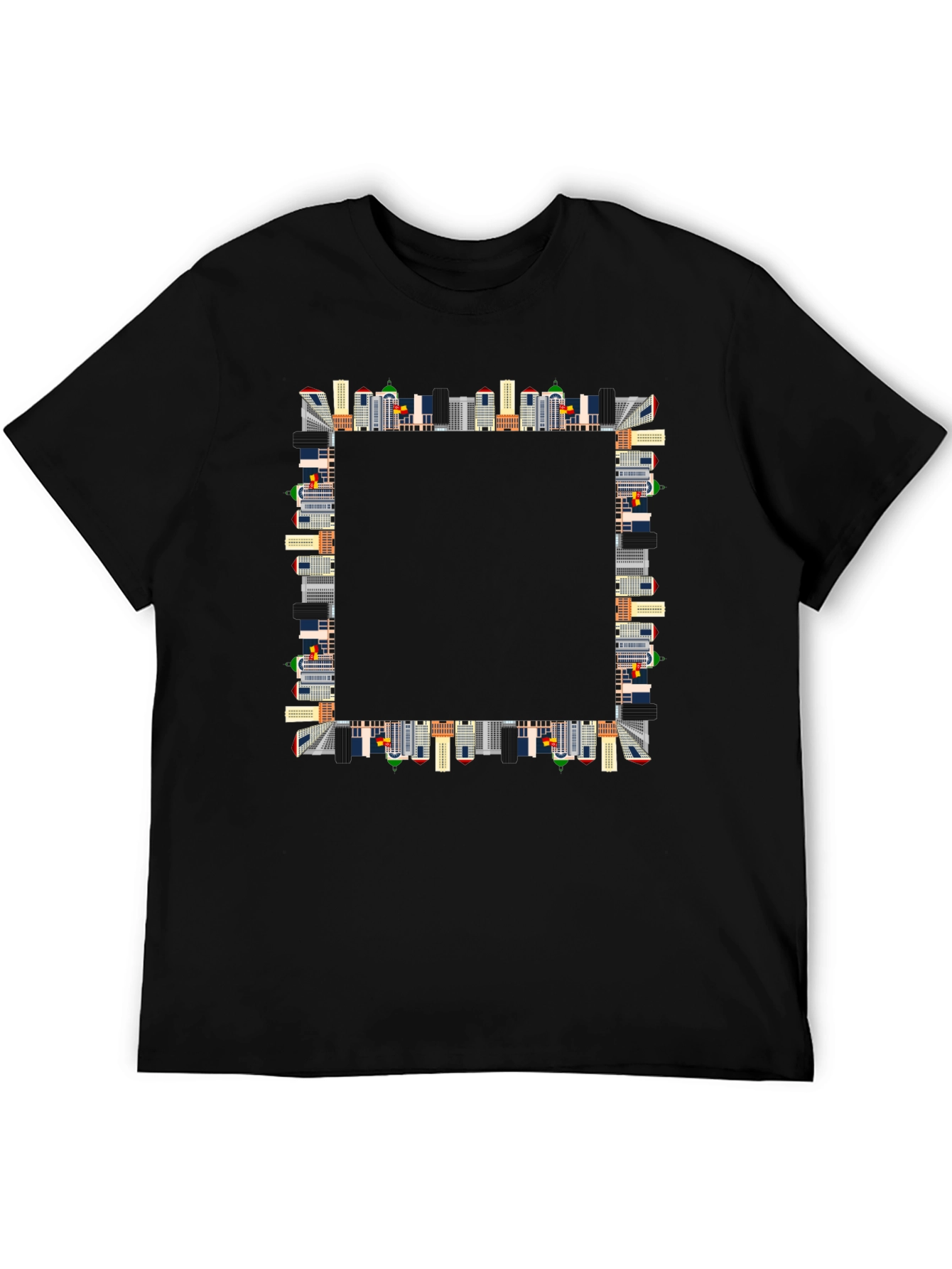 Urban Skyline Graphic Black T-Shirt