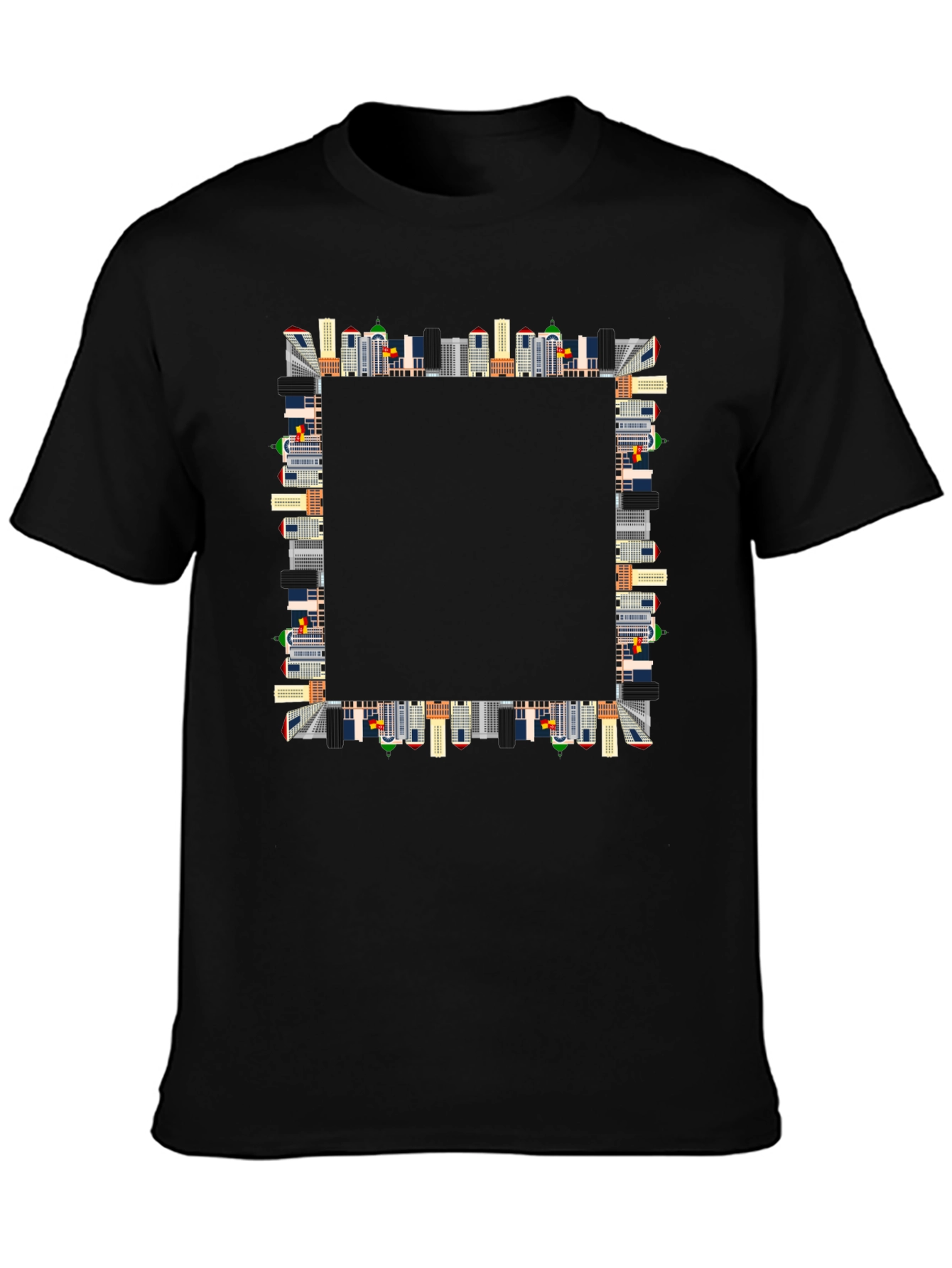 Urban Skyline Graphic Black T-Shirt