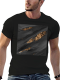 Stylish Black Tee with Abstract Gold Detail