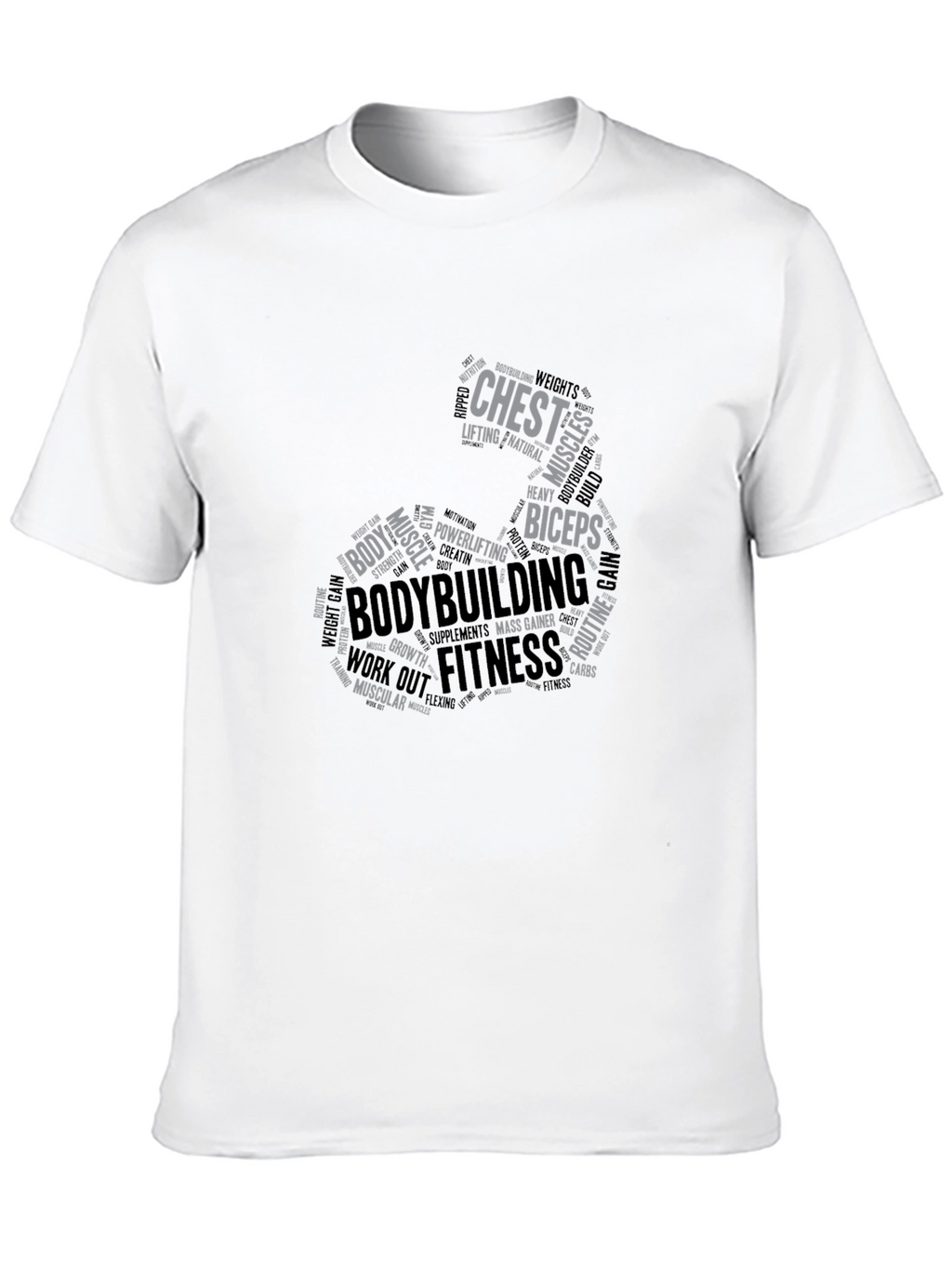 Bodybuilding Word Art Graphic Tee - Fitness T-Shirt