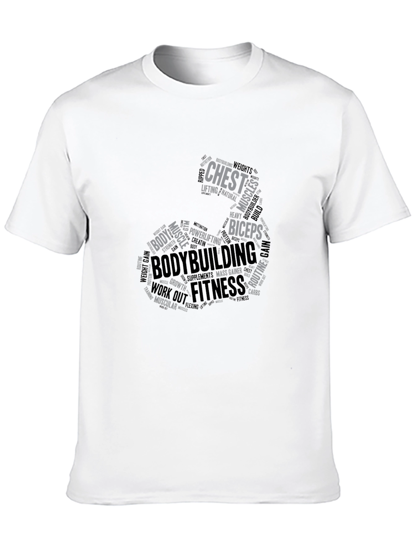 Bodybuilding Word Art Graphic Tee - Fitness T-Shirt