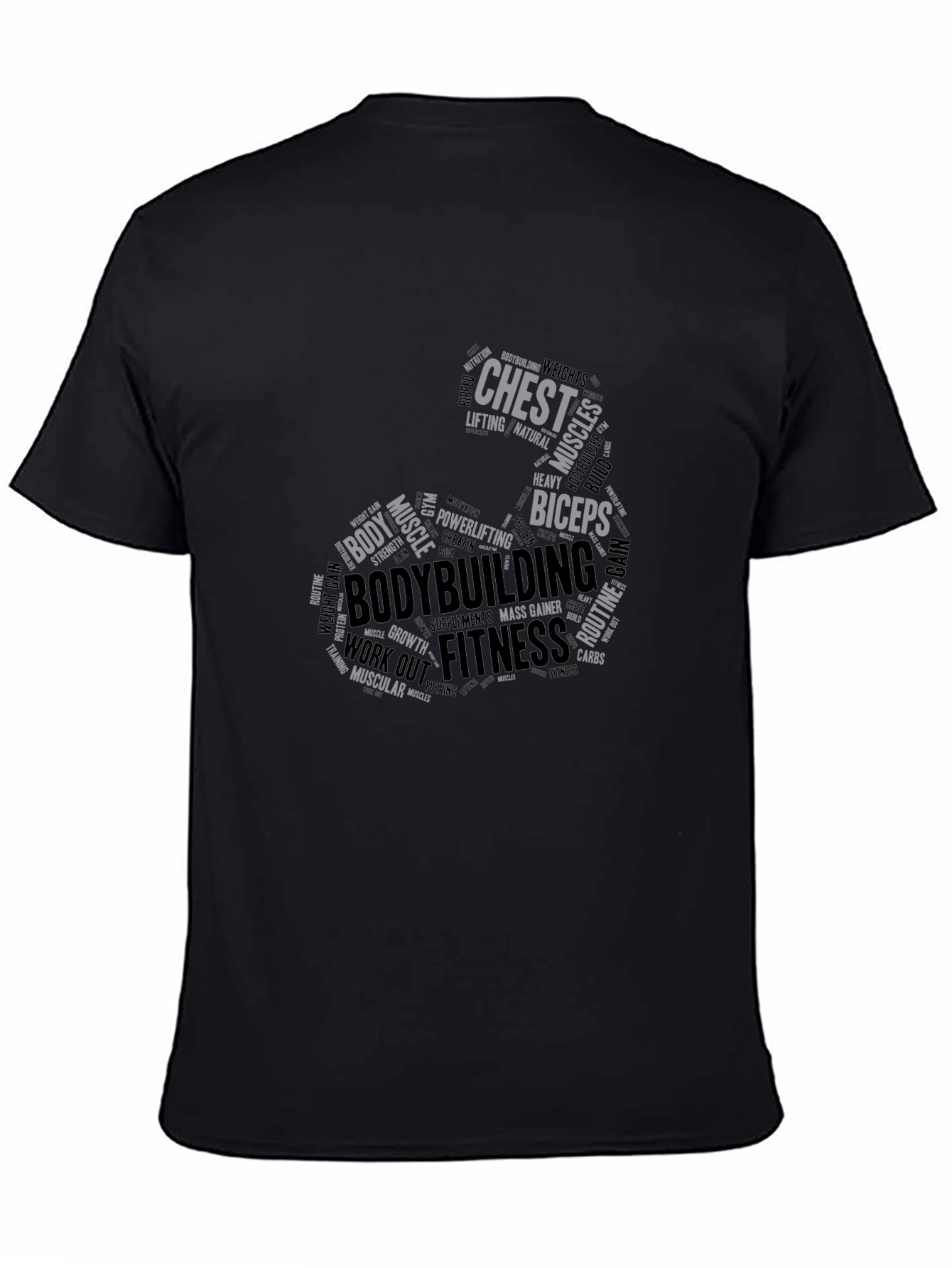 Bodybuilding Word Art Graphic Tee - Fitness T-Shirt