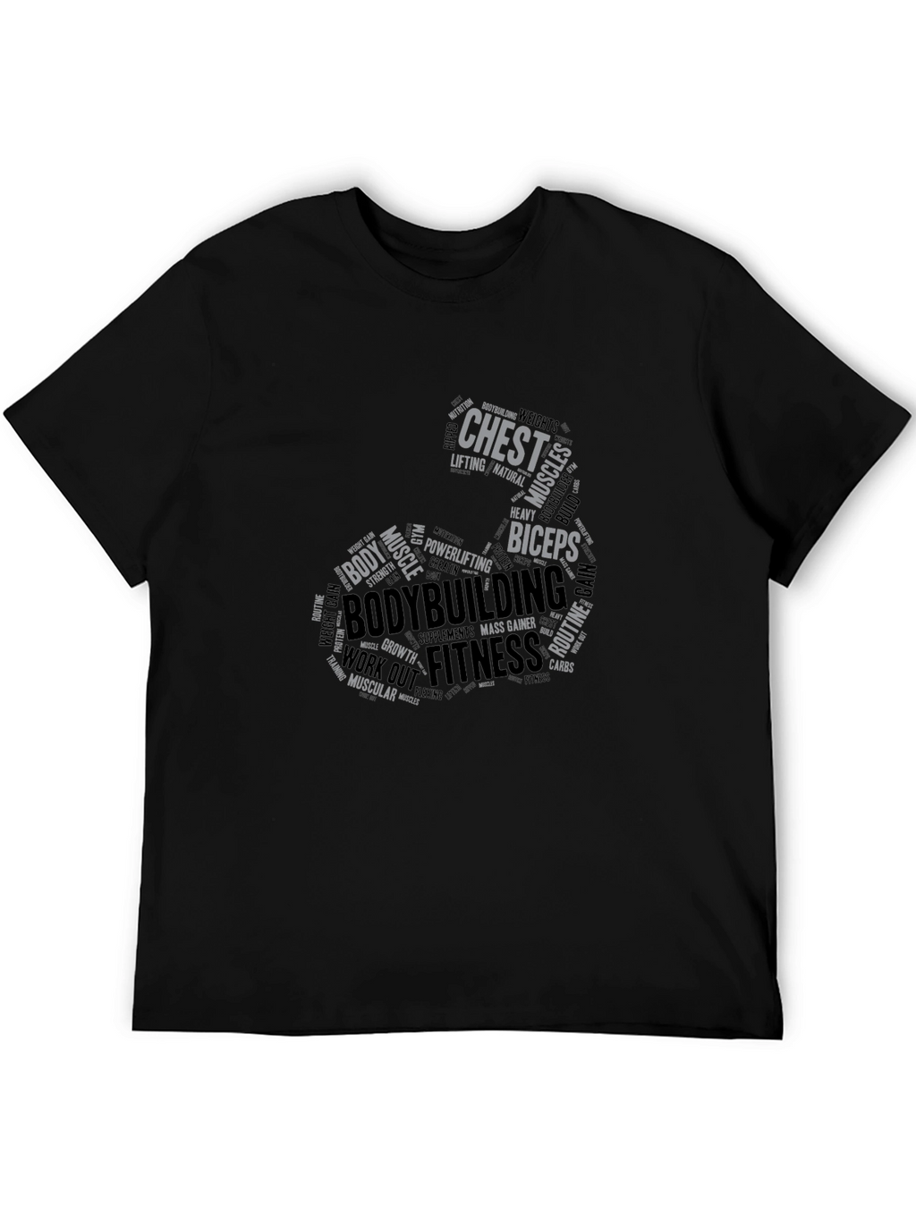 Bodybuilding Word Art Graphic Tee - Fitness T-Shirt