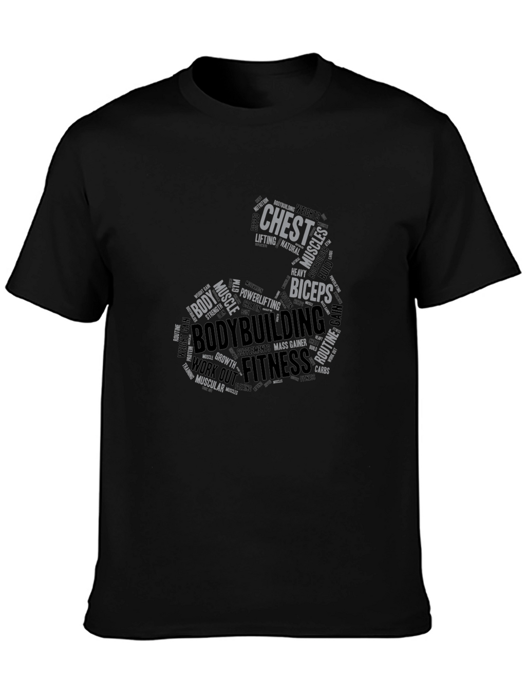 Bodybuilding Word Art Graphic Tee - Fitness T-Shirt