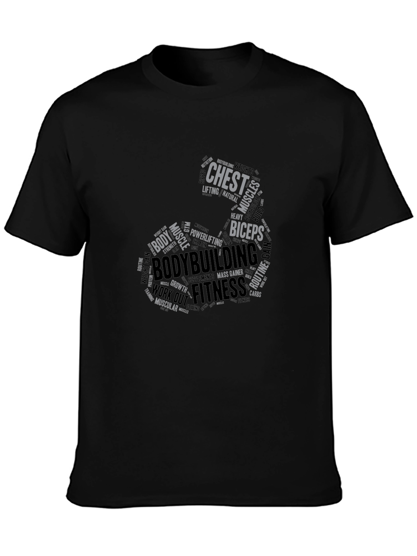 Bodybuilding Word Art Graphic Tee - Fitness T-Shirt