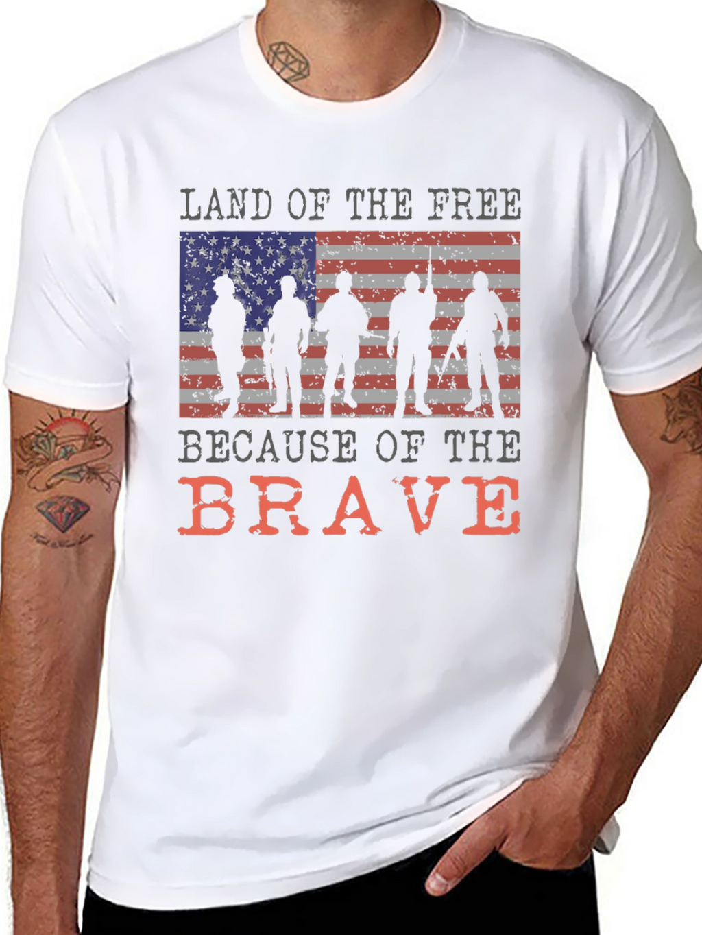 Land of the Free Brave Patriotic Graphic Tee