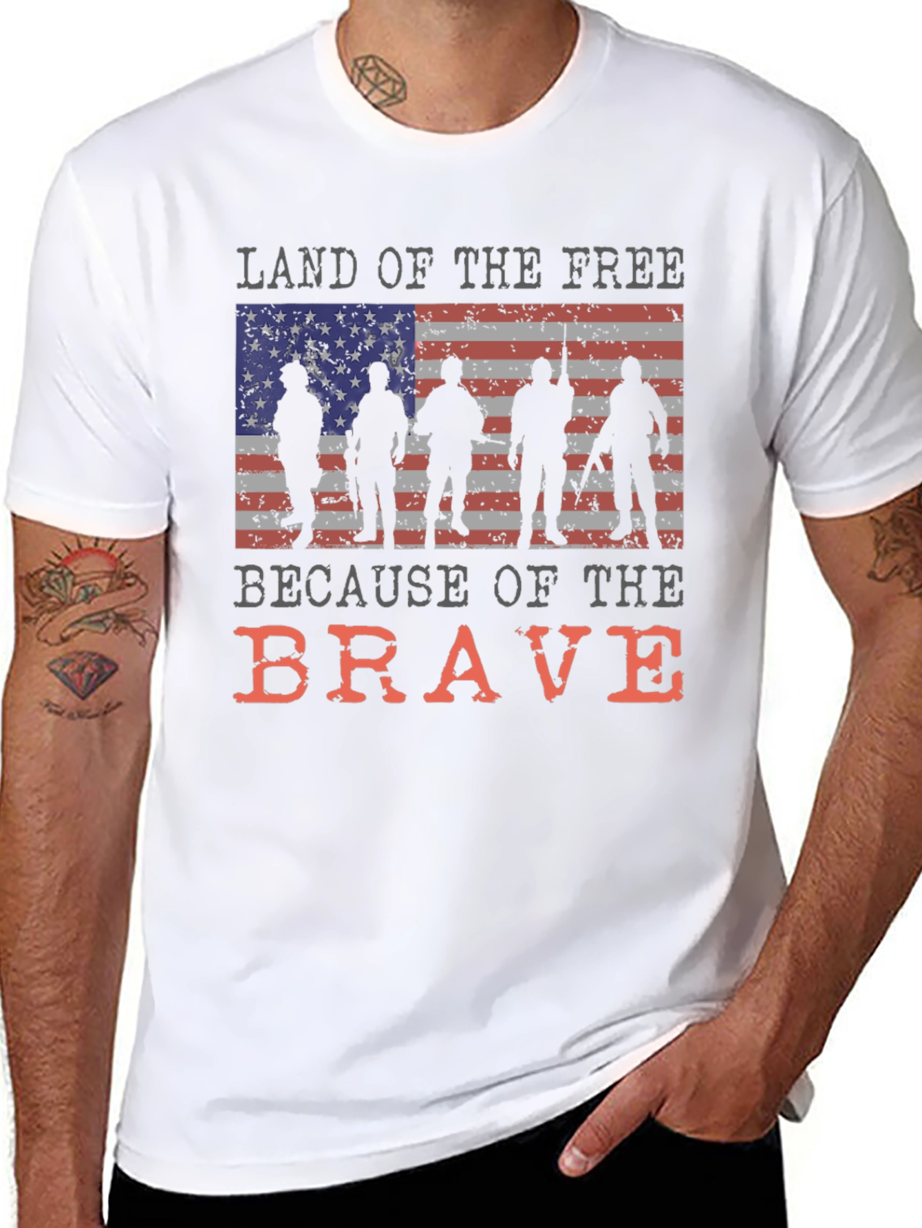 Land of the Free Brave Patriotic Graphic Tee