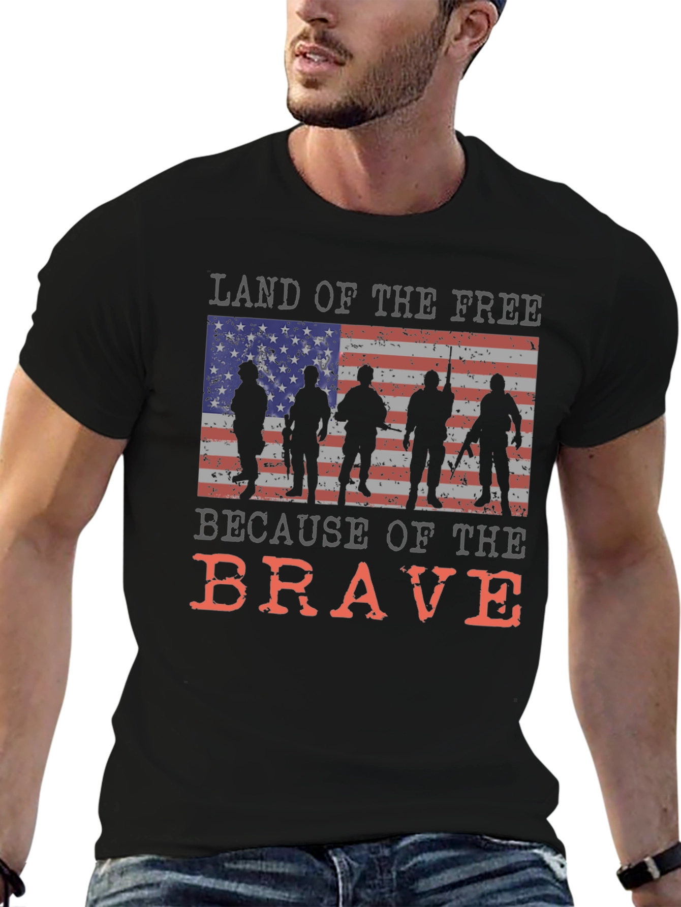 Land of the Free Brave Patriotic Graphic Tee