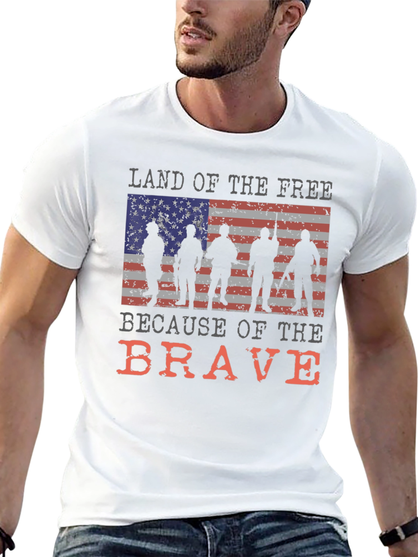 Land of the Free Brave Patriotic Graphic Tee
