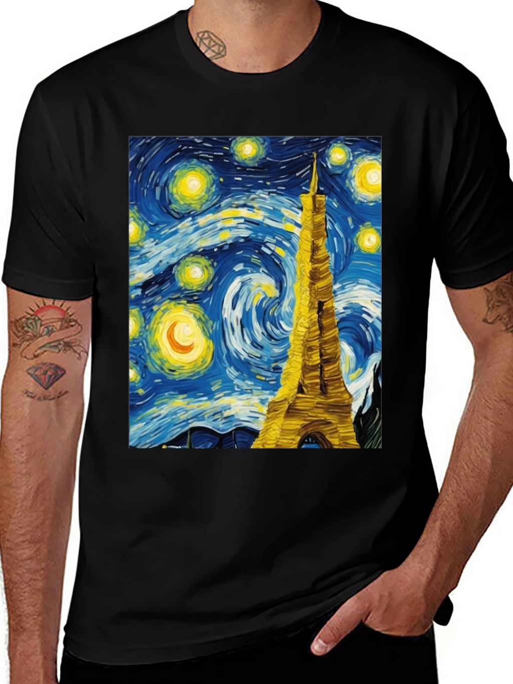 Starry Night Eiffel Tower Graphic Tee