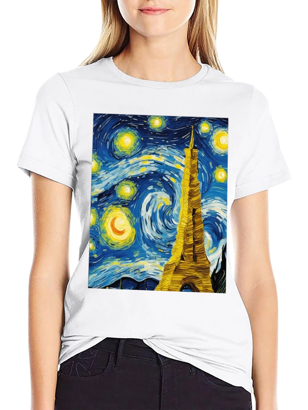 Starry Night Eiffel Tower Graphic Tee