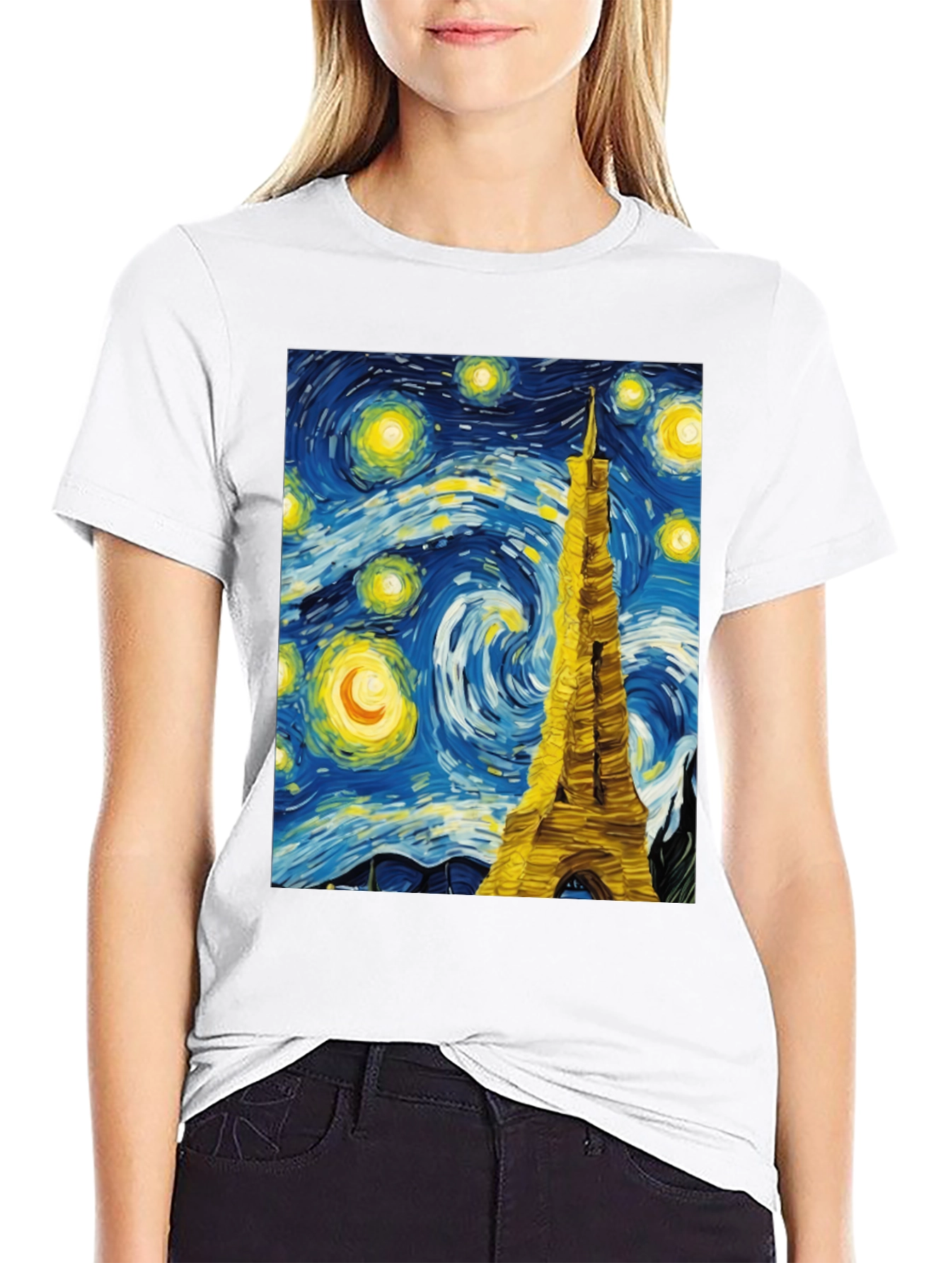 Starry Night Eiffel Tower Graphic Tee