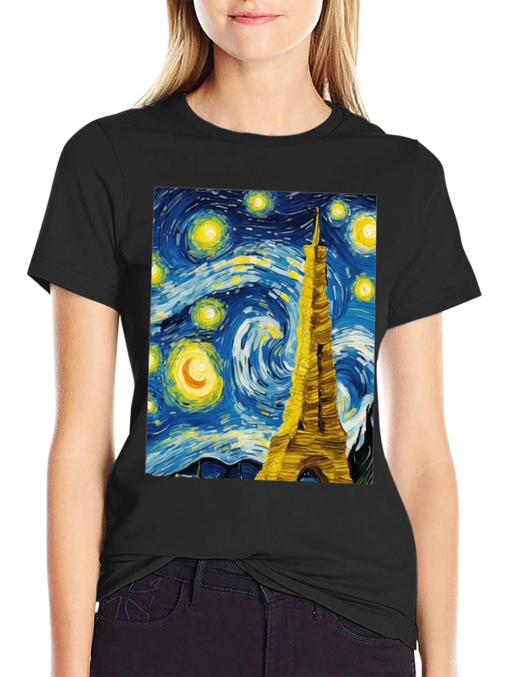 Starry Night Eiffel Tower Graphic Tee