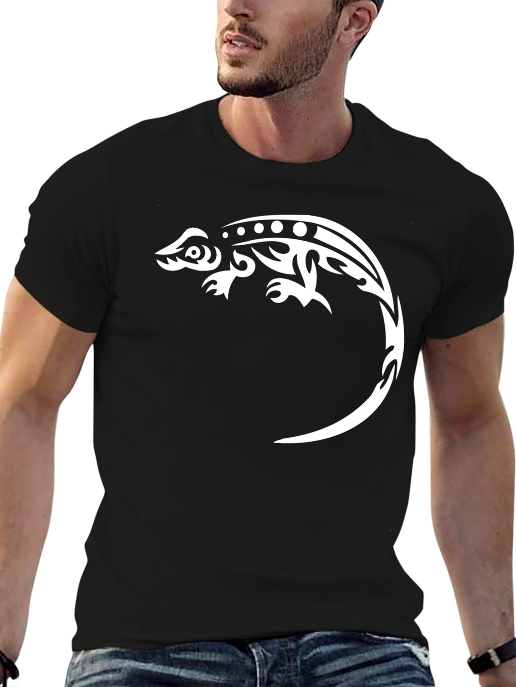 Tribal Lizard Graphic Tee - Cool Casual Style
