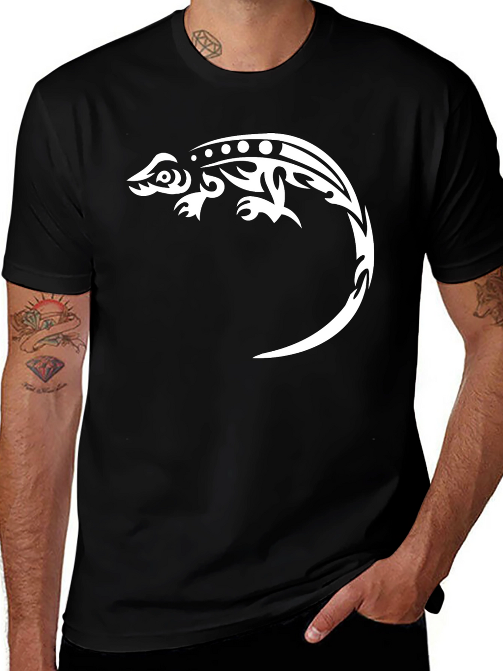 Tribal Lizard Graphic Tee - Cool Casual Style