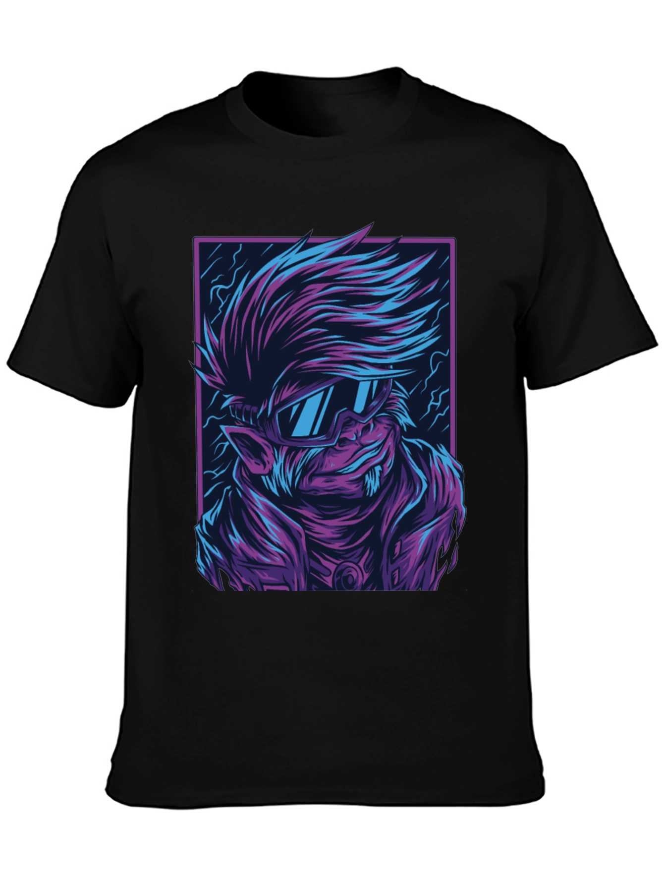 Cyberpunk Wolf Graphic Tee - Retro Style Shirt