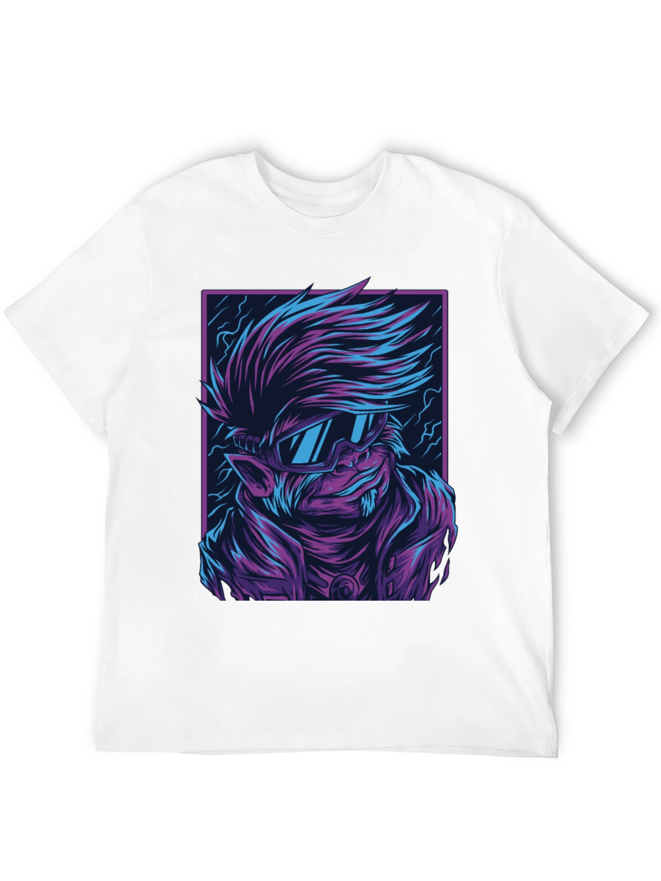 Cyberpunk Wolf Graphic Tee - Retro Style Shirt