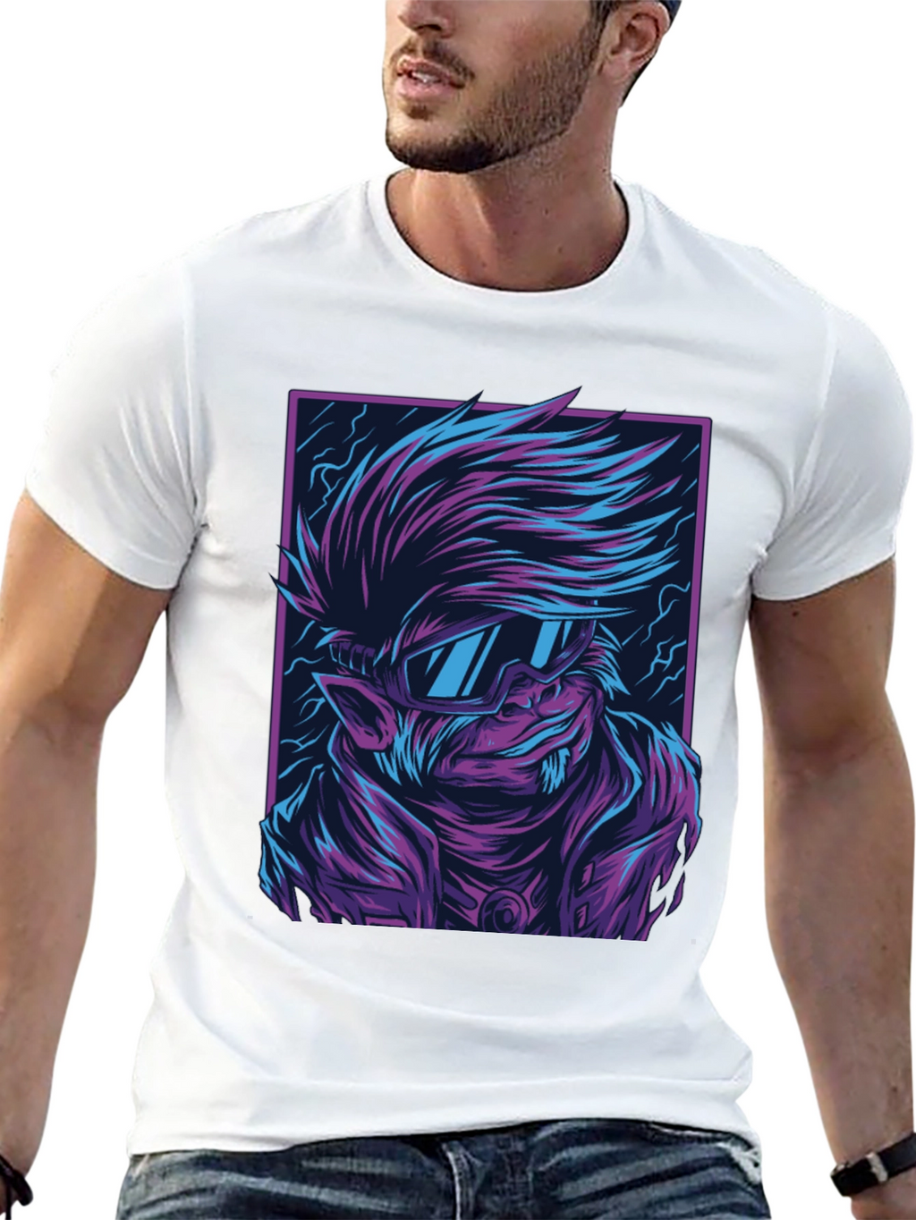 Cyberpunk Wolf Graphic Tee - Retro Style Shirt