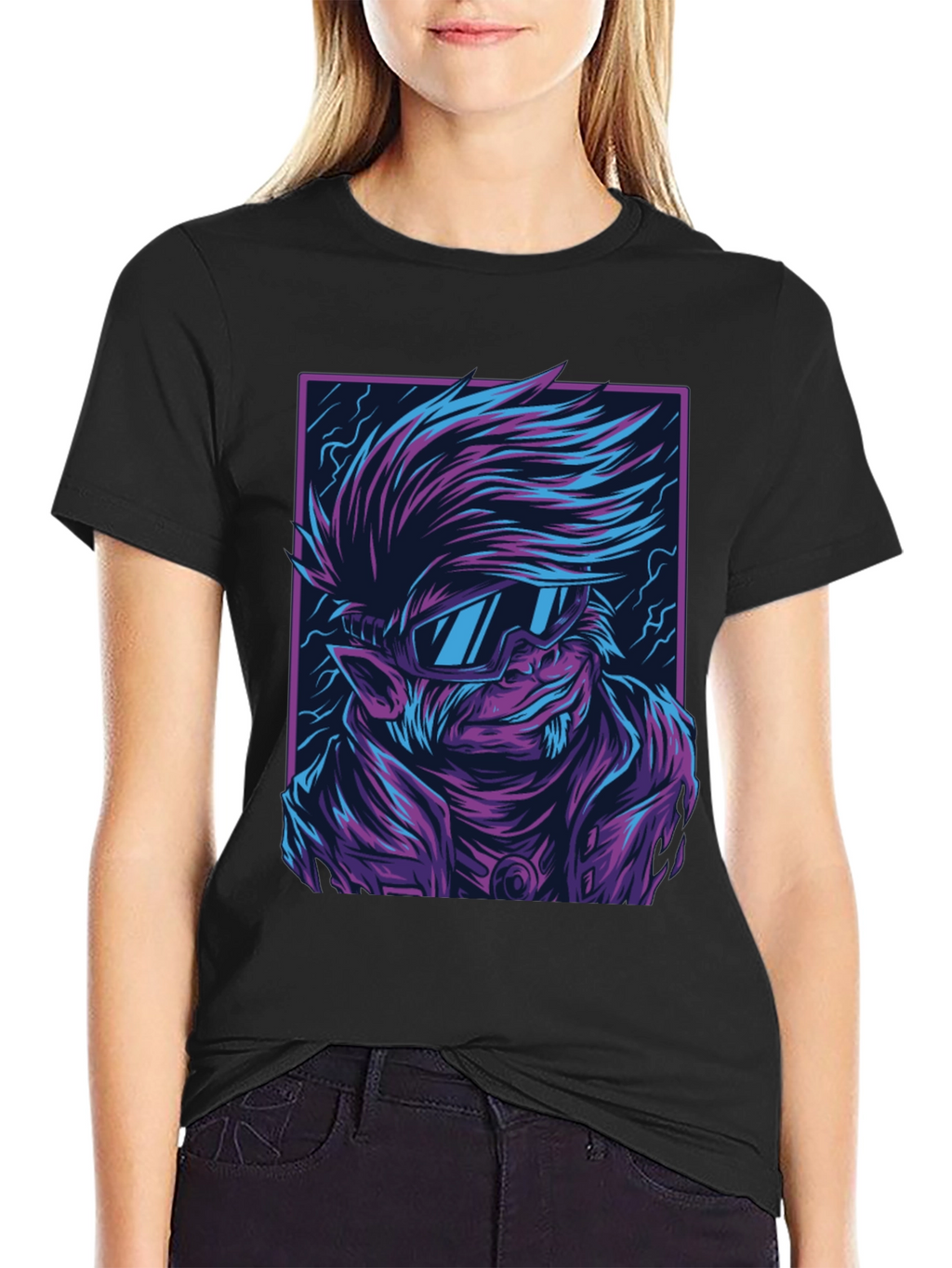 Cyberpunk Wolf Graphic Tee - Retro Style Shirt