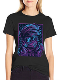 Cyberpunk Wolf Graphic Tee - Retro Style Shirt