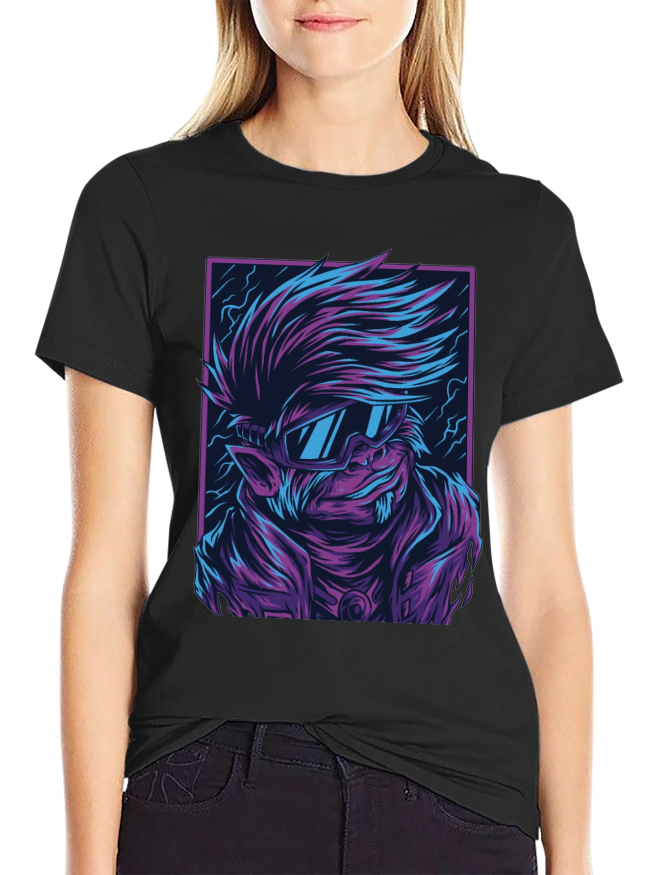 Cyberpunk Wolf Graphic Tee - Retro Style Shirt
