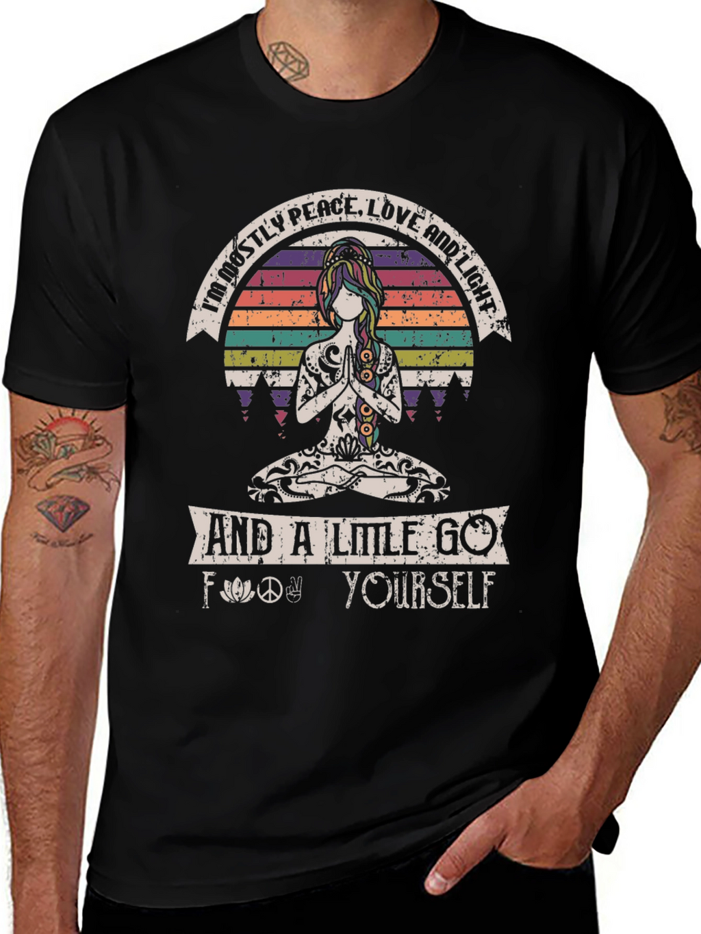 Peace Love Light Graphic Tee - Black