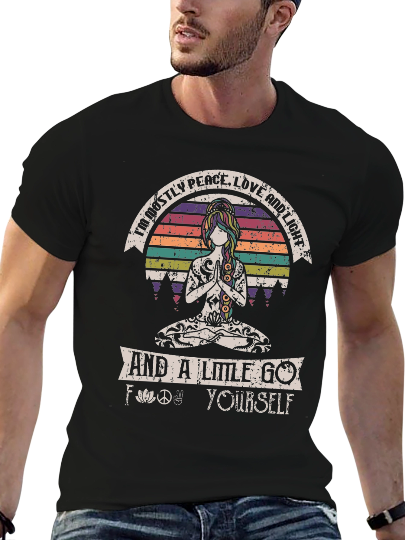 Peace Love Light Graphic Tee - Black