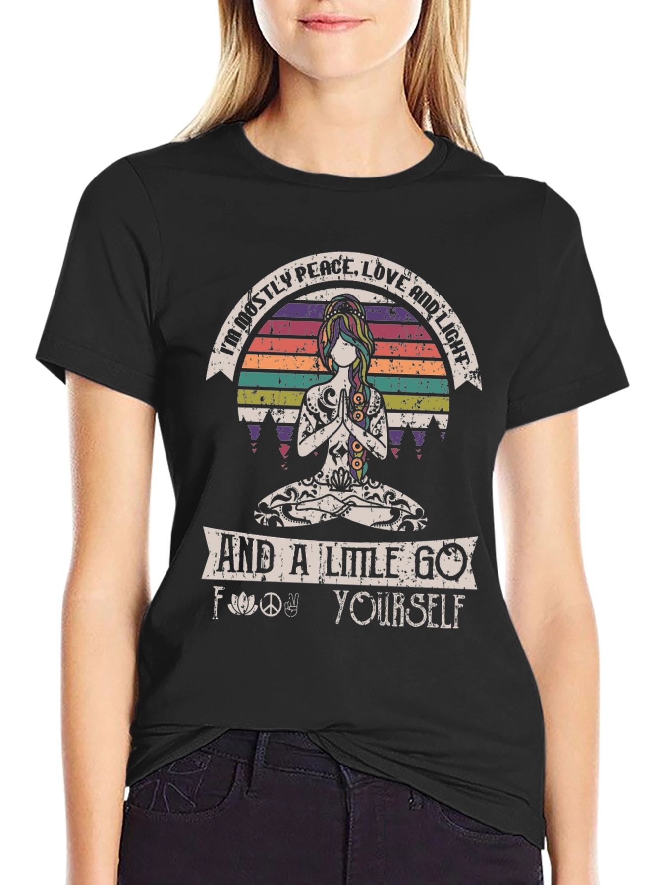 Peace Love Light Graphic Tee - Black