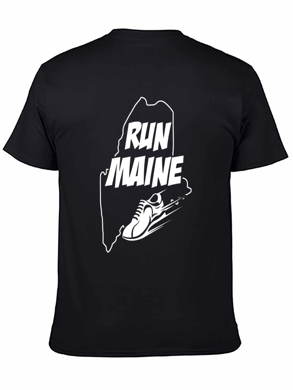 Run Maine Graphic Tee - Black Cotton Blend T-Shirt