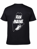 Run Maine Graphic Tee - Black Cotton Blend T-Shirt