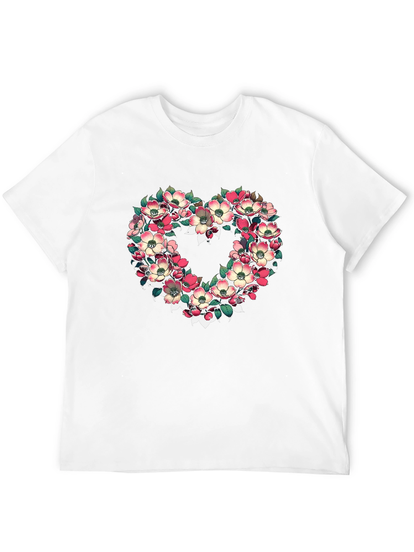 Floral Heart Graphic T-Shirt - Black