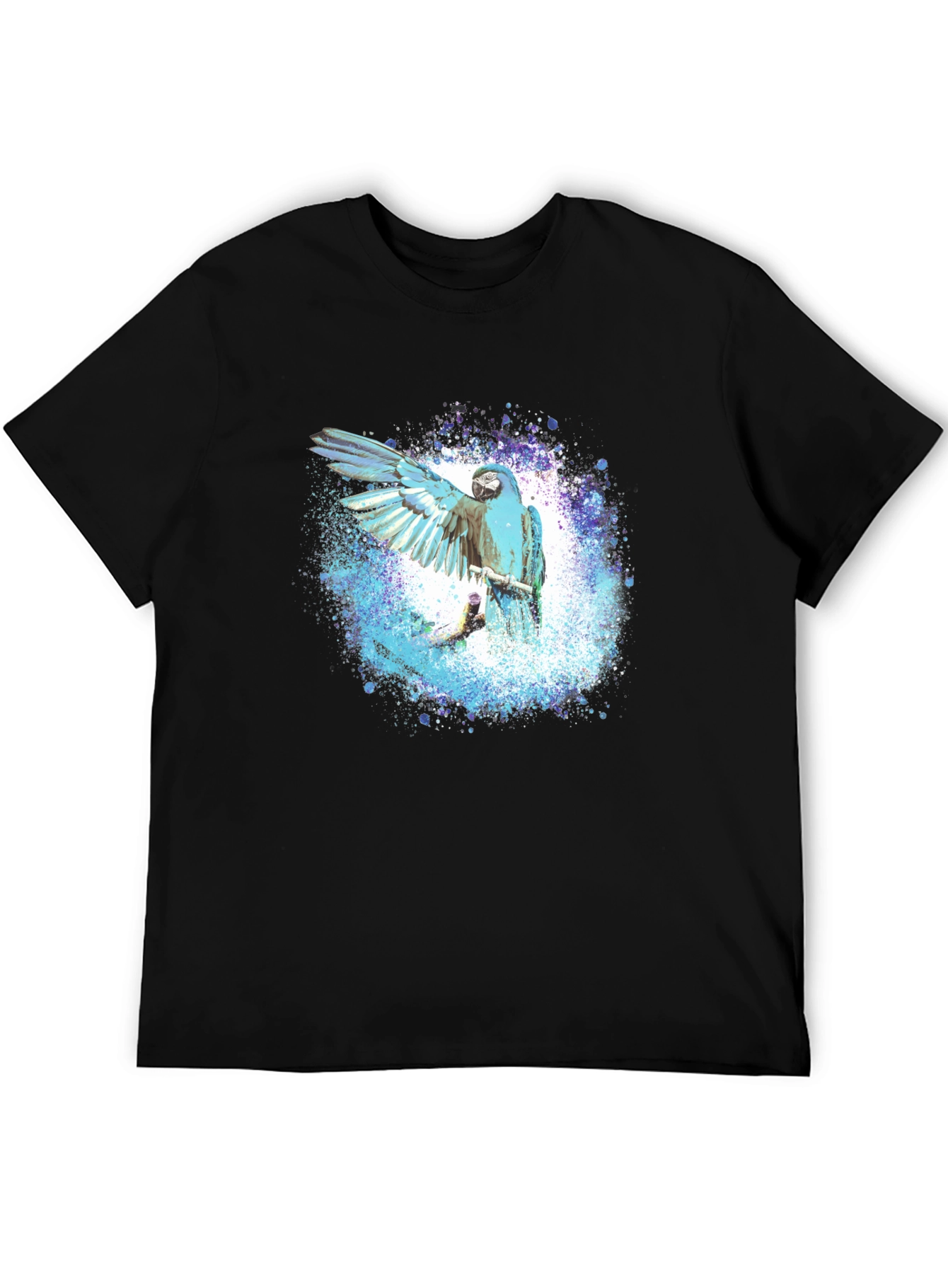 Blue Macaw Splash Mens Graphic Tee