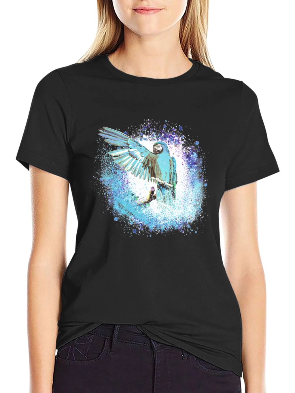 Blue Macaw Splash Mens Graphic Tee