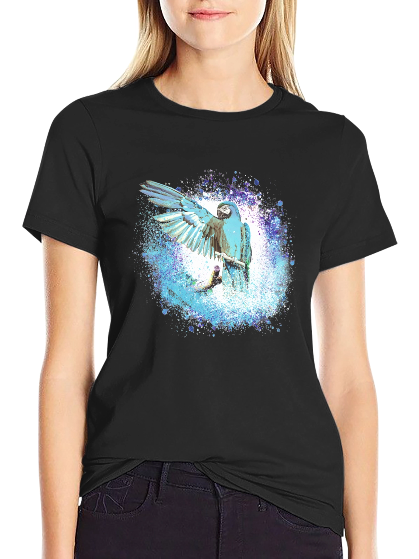 Blue Macaw Splash Mens Graphic Tee
