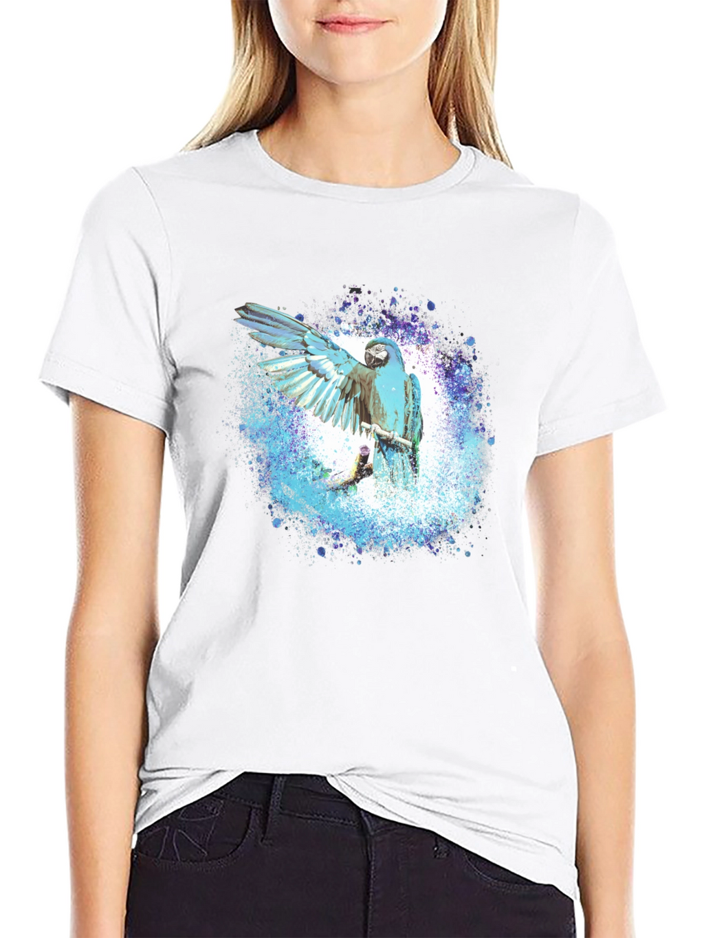 Blue Macaw Splash Mens Graphic Tee
